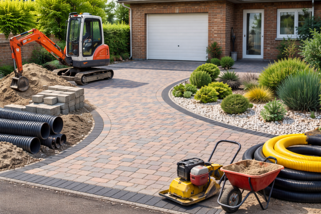 Premium block paving driveway installation in Durham by DP Groundworks